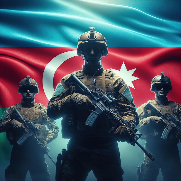 Foto fundo da bandeira erbaijan soldado