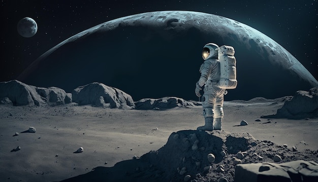 Fundo da lua com imagem de astronauta Ai gerou arte