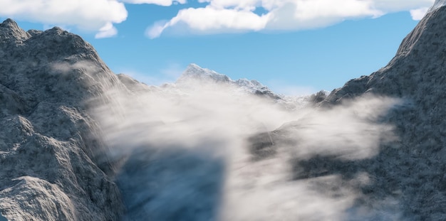 Fundo da natureza da paisagem das montanhas rochosas céu ensolarado e nublado