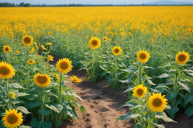 Fundo da natureza do campo de girassóis Copiar espaço para o seu texto