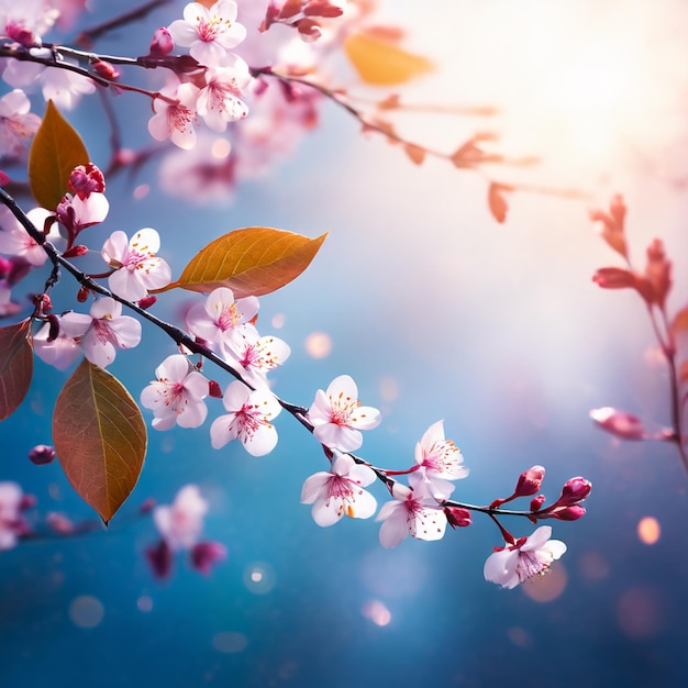 Fundo da natureza Ramo de árvore em flor Flores de primavera coloridas e brilhantes