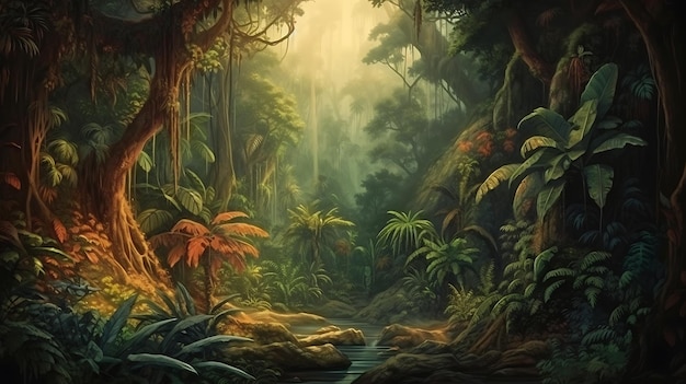 Fundo da paisagem da natureza da floresta tropical da aventura