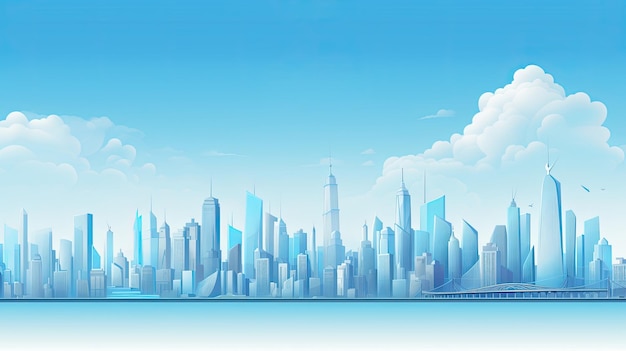Fundo da paisagem urbana da cidade, horizonte urbano com edifícios Banner da Web com espaço de cópia IA generativa