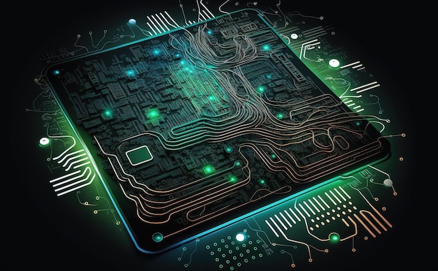 fundo da placa de circuito, placa de circuito eletrônico, fundo de tecnologia, Generative AI