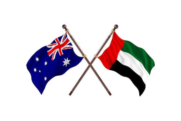 Fundo das bandeiras da Austrália versus Emirados Árabes Unidos