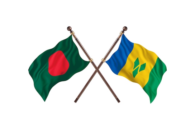 Fundo das bandeiras de Bangladesh versus São Vicente e Granadinas