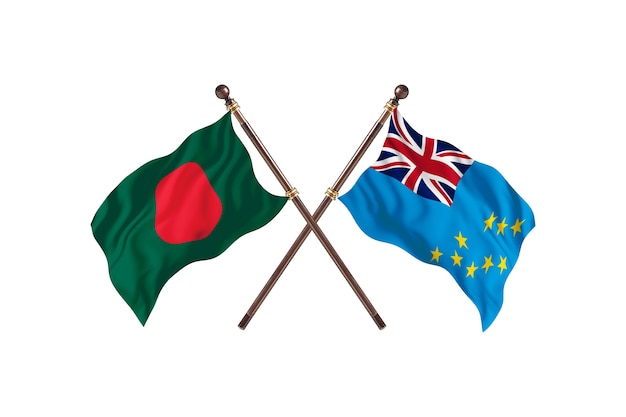 Fundo das bandeiras de Bangladesh versus Tuvalu