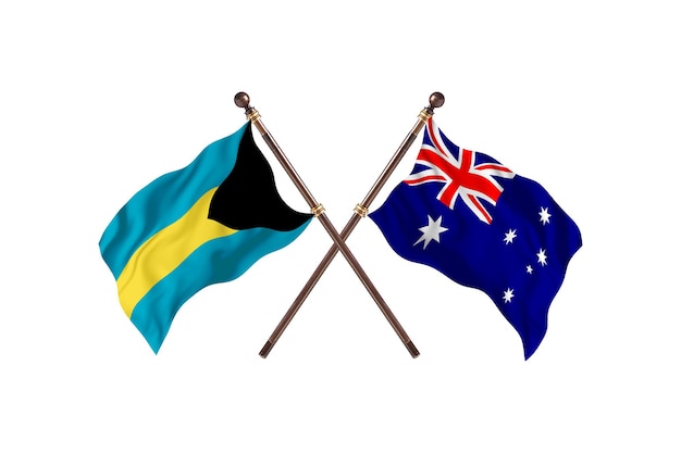 Fundo das bandeiras de dois países Bahamas versus Austrália