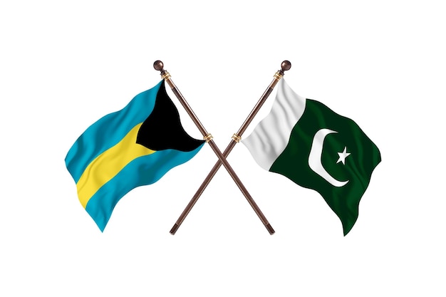 Fundo das bandeiras de dois países Bahamas versus Paquistão
