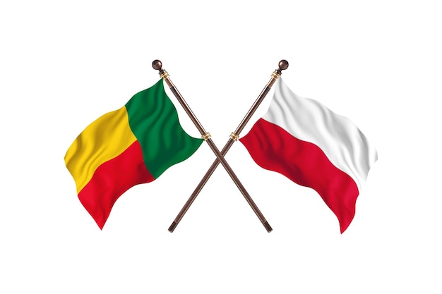 Fundo das bandeiras de dois países Benin versus Polônia