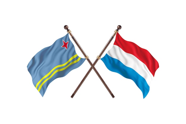 Fundo das bandeiras de dois países de Aruba versus Luxemburgo