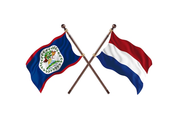 Foto fundo das bandeiras de dois países de belize versus holanda
