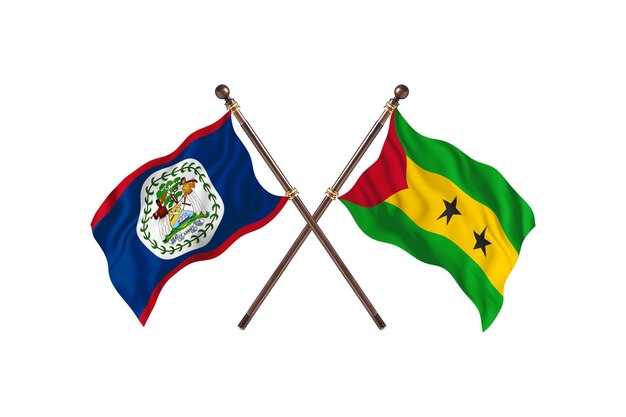 Fundo das Bandeiras de Dois Países de Belize versus São Tomé e Príncipe