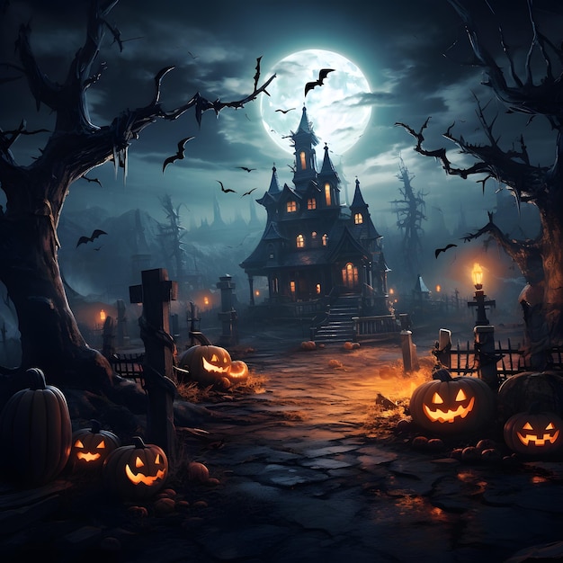 fundo de abóbora de Halloween assustador com elementos de Halloween