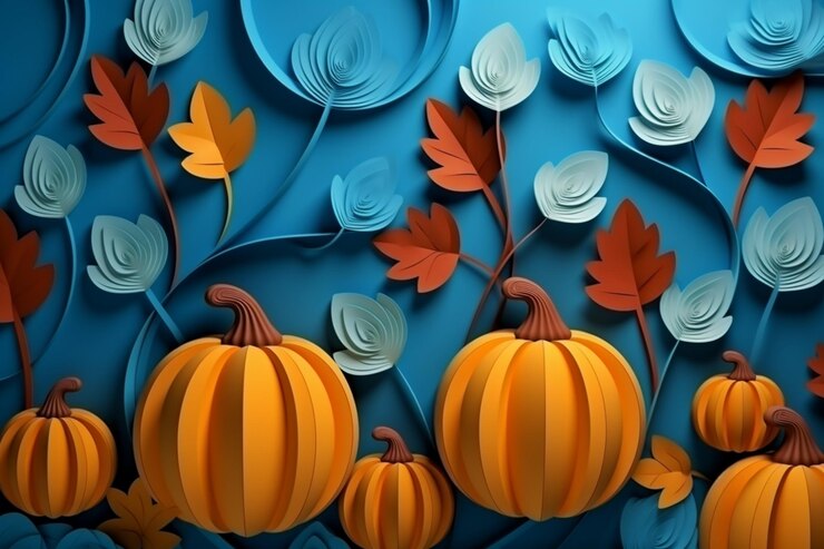 Foto fundo de ação de graças com abóbora e folhas