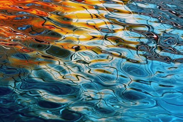 Fundo de água que cativa os olhos com suas formas únicas cores e texturas generativas ai