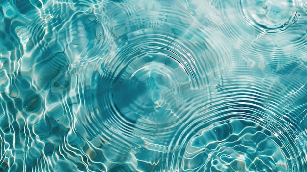fundo de água textura de água azul superfície de água de hortelã azul com anéis e ondulação fundo do conceito de spa visão superior plana espaço de cópia lugar de cópia para texto