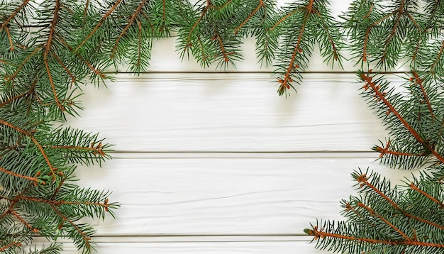 Fundo de ano novo e Natal com árvore de Natal em um fundo branco de madeira Feliz Natal