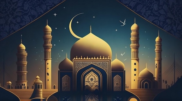 fundo de ano novo islâmico com fundo de eid mubarok