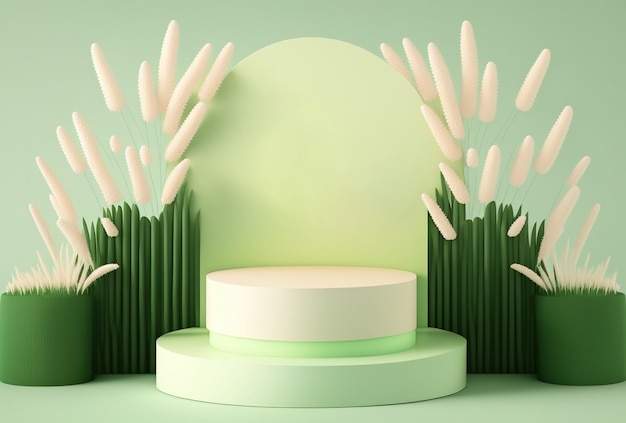 fundo de apresentação 3d de um pódio de grama verde