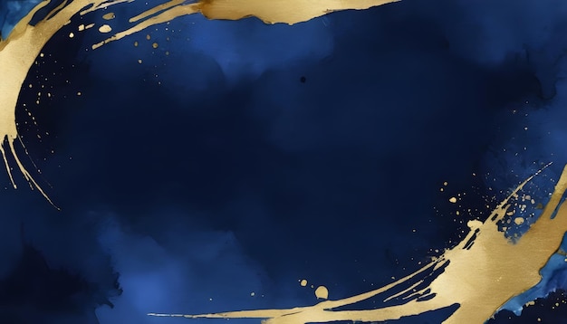 Fundo de aquarela azul e dourado