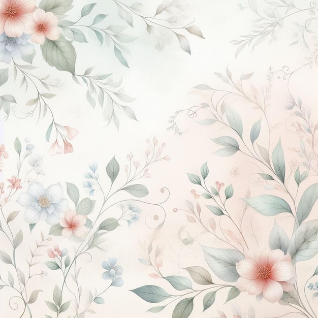 Fundo de aquarela com flores desenhadas