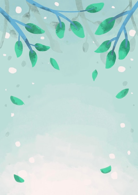 fundo de aquarela de folhas florais verdes e azuis