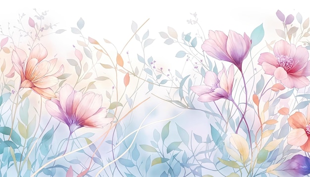 Fundo de aquarela floral Flores desenhadas à mão Ilustração vetorial