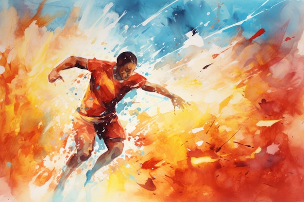 Fundo de aquarela inspirado nos esportes criando uma imagem visualmente dinâmica e vibrante