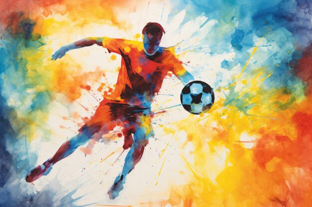 Fundo de aquarela inspirado nos esportes criando uma imagem visualmente dinâmica e vibrante