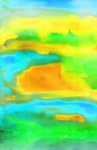 Fundo de aquarela verde azul amarelo e laranja