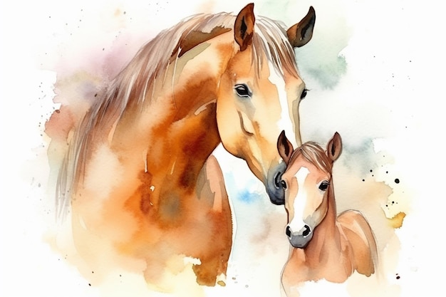 fundo de aquarelas de cavalos
