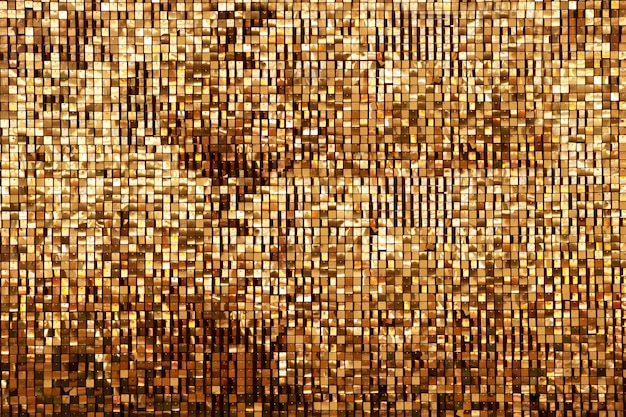 Fundo de arco-íris dourado de pequenos quadrados Fundo de textura de vidro dourado iridescente