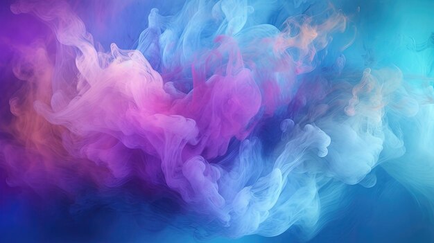 Fundo de arte abstrata de onda de nuvem de nevoeiro brilhante roxo azul com texturas de névoa cor de fumaça
