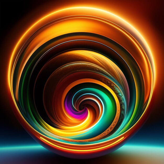 Foto fundo de arte colorido com um desenho circular com luzes