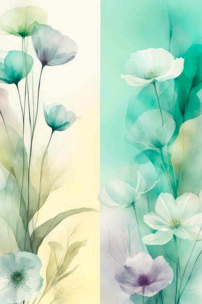 Fundo de arte com flores de raios-X transparentes