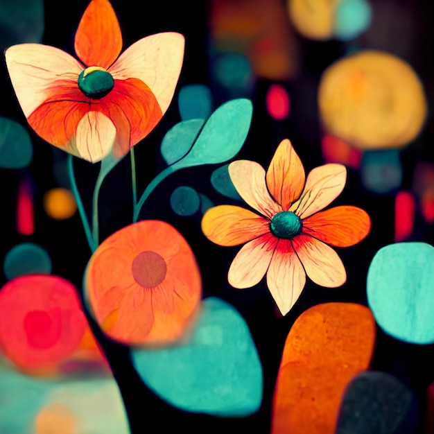 Fundo de arte de flores em aquarela Design de papel de parede gerado digital