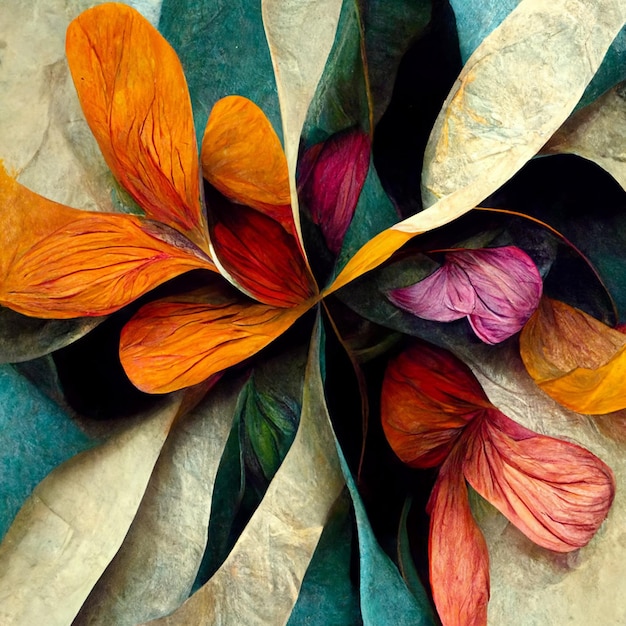 Fundo de arte em aquarela Design de papel de parede gerado digitalmente com arte de linha de pincel de pintura de flores