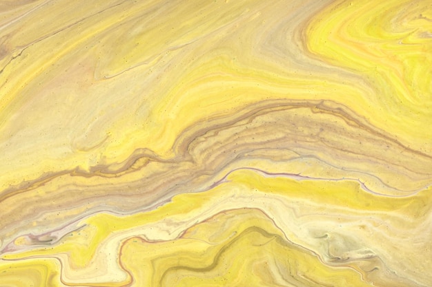 Fundo de arte fluida abstrata cores amarelo claro e bege mármore líquido pintura acrílica com gradiente e respingo