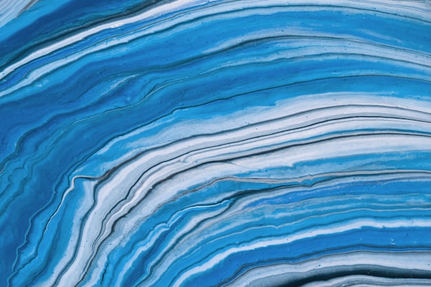Fundo de arte fluida abstrata cores azuis e brancas claras Mármore líquido Pintura acrílica sobre tela com gradiente de céu