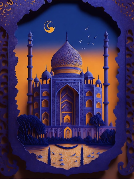 Fundo de arte vetorial Taj Mahal