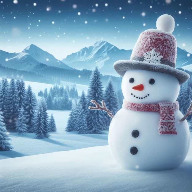 fundo de árvore de natal de papai noel e boneco de neve para banner de mídia social