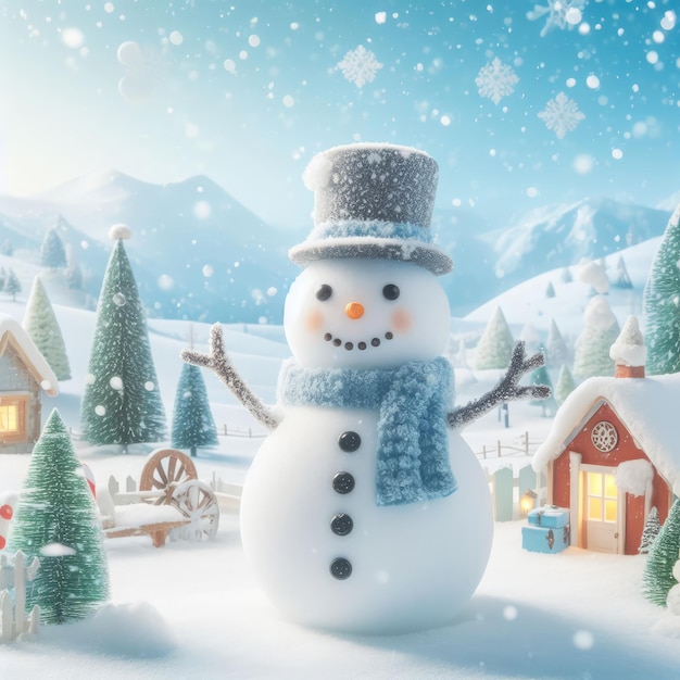 fundo de árvore de natal de papai noel e boneco de neve para banner de mídia social