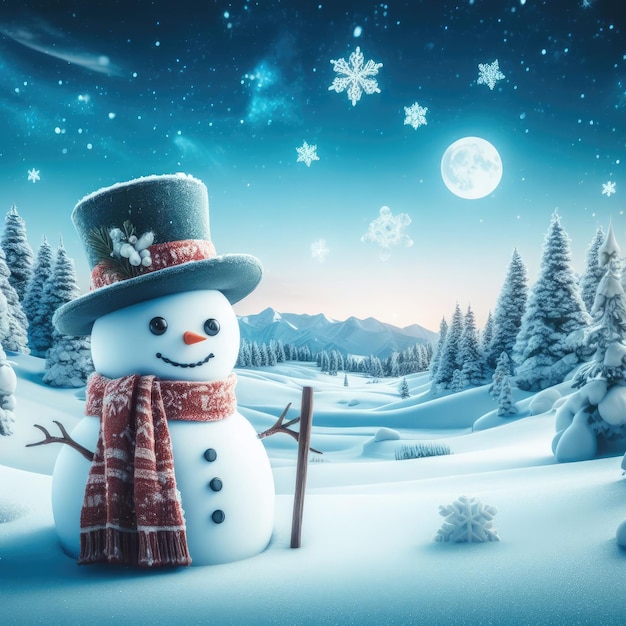 fundo de árvore de natal de papai noel e boneco de neve para banner de mídia social