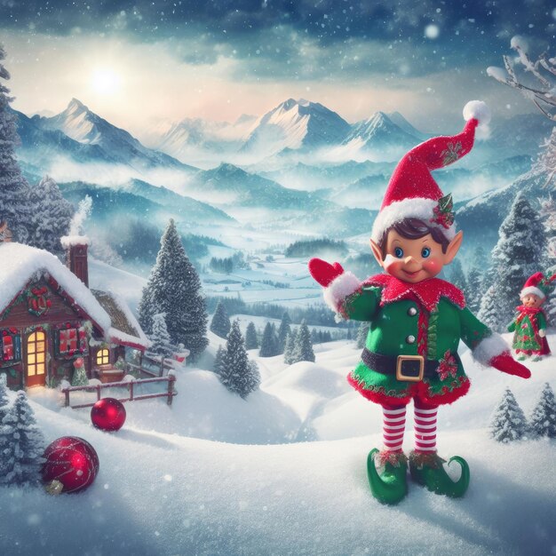 fundo de árvore de natal de papai noel e boneco de neve para banner de mídia social