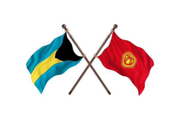 Fundo de bandeiras de dois países Bahamas versus Quirguistão