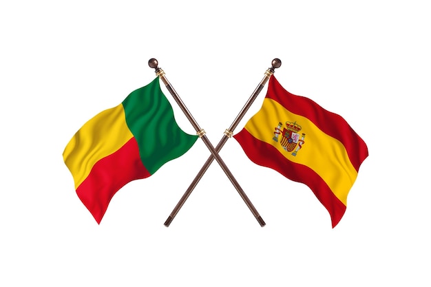 Fundo de bandeiras de dois países Benin versus Espanha