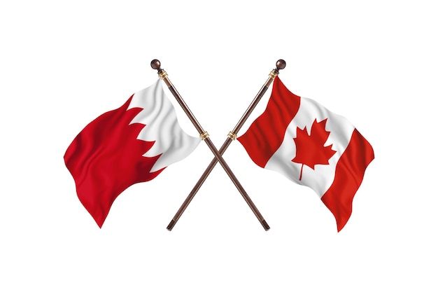 Fundo de bandeiras de dois países do bahrein versus canadá