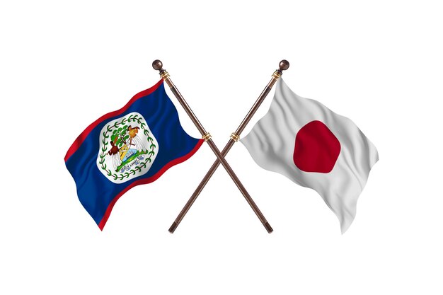 Fundo de bandeiras de dois países em Belize versus Japão