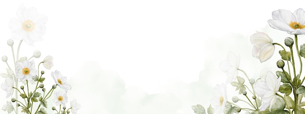 Fundo de banner de aquarela flor desabrochando